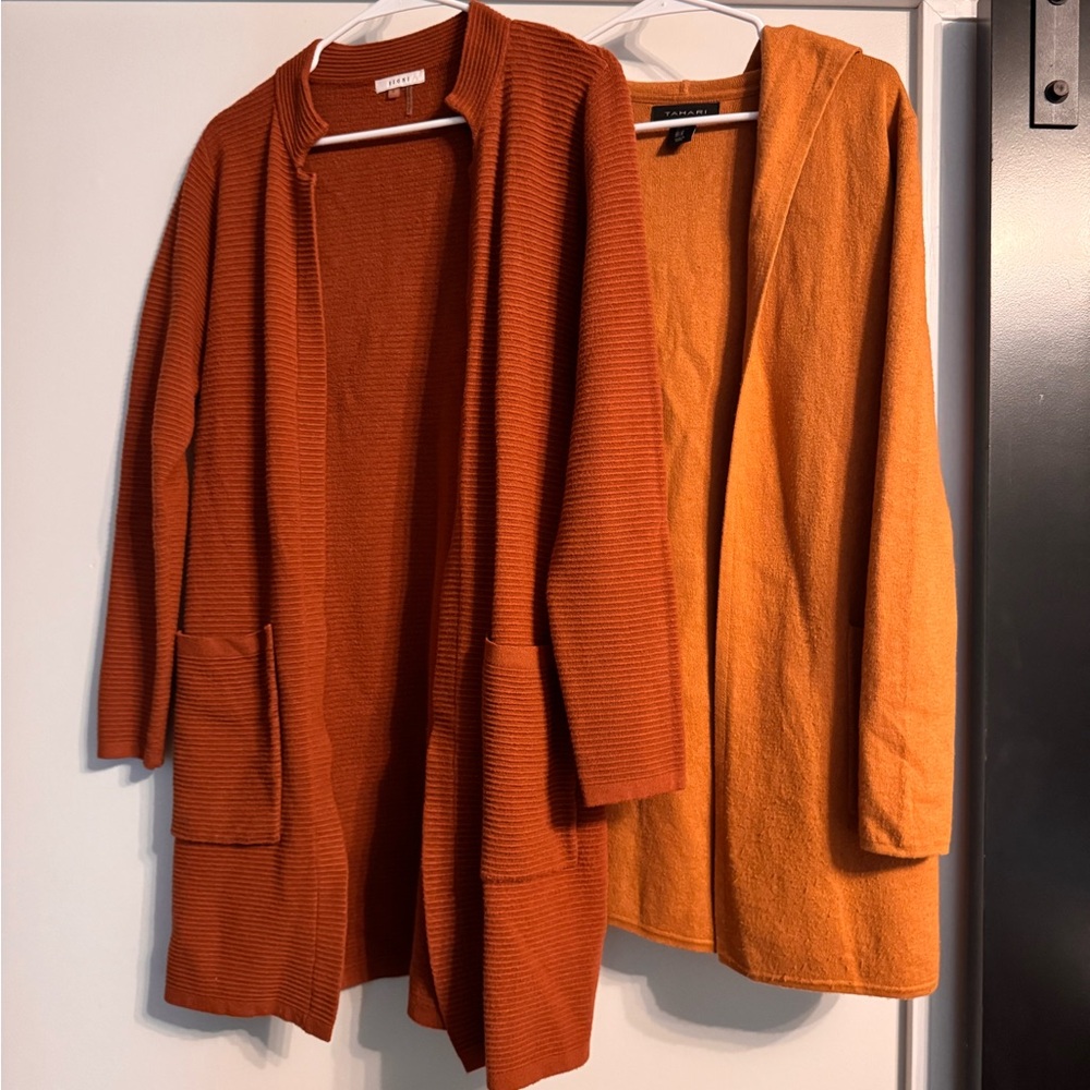 Two Open-Front Cardigan Sweaters